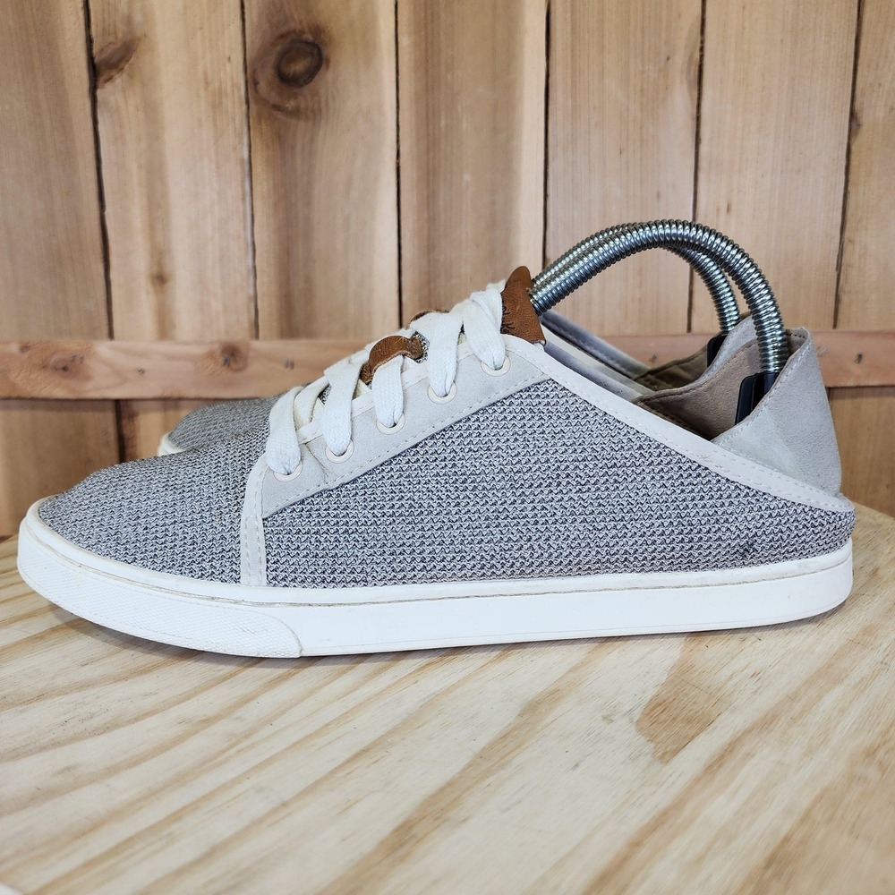 OluKai Pehuea Li Shoes Womens 9.5 Gray Knit Casual Walking Sneakers 20379-2020